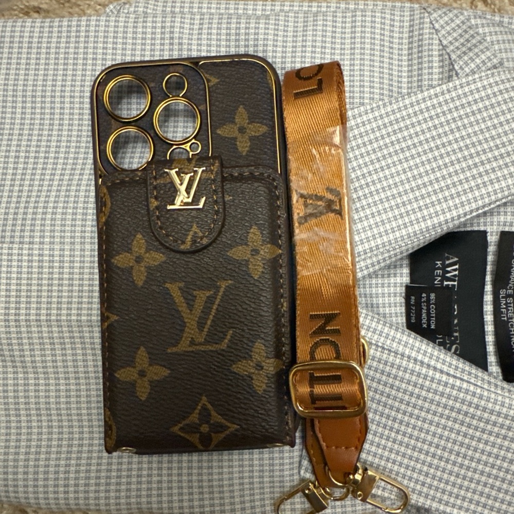Luxury Brown Phone Case with Strap